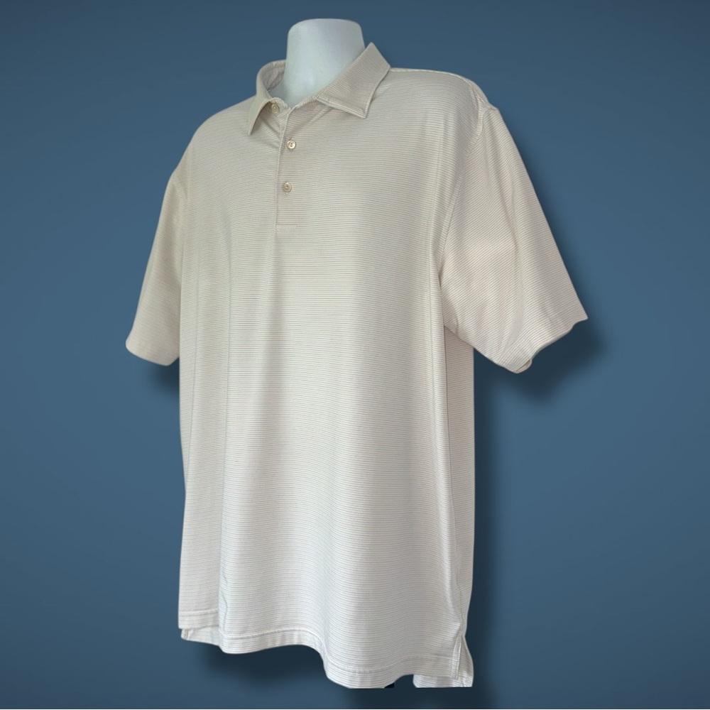 Peter Millar Summer Comfort Polo Shirt Men’s XL Cream Stripe Golf Performance